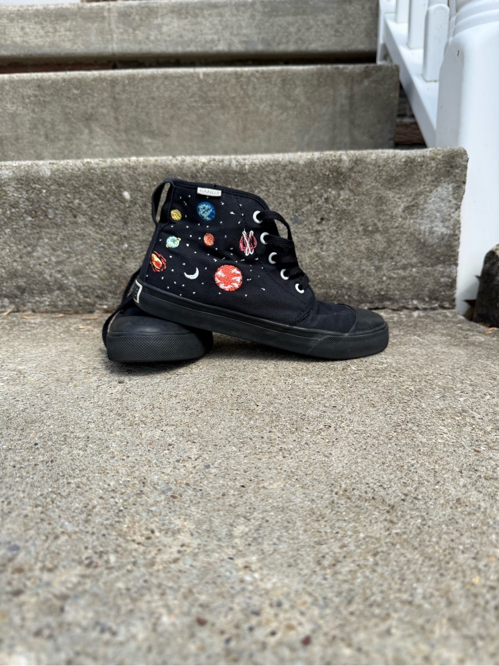 Black High-Top Sneakers with Colorful Planet Embroidery